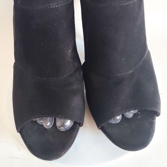 Naturalizer Black Suede Leather Open Toe Slingback Block Heel Deborah Size 9.5 - Picture 5 of 9